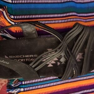 Skechers Black Multi-Strap Memory Foam Sandals